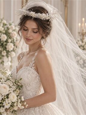 Vintage Ivory Bridal Veil Layered Tulle Wedding Veil